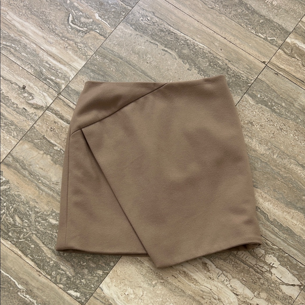 Carven Taupe Wrap-Front Mini Skirt Size Eur 38 Fits Like Us 2